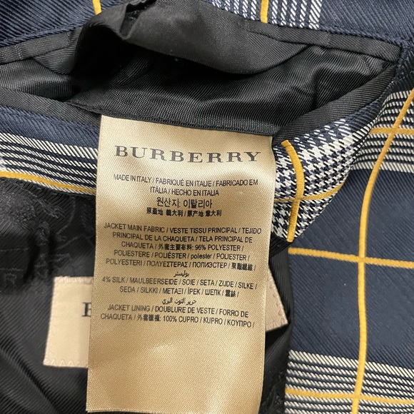 BURBERRY Made in Italy Bold Check Silk Blend Patch Pocket Blazer Size 8 - Picture 9 of 10